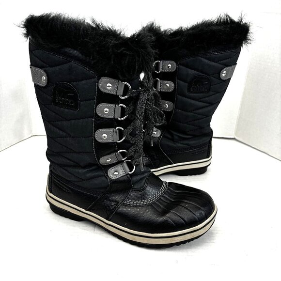 Sorel Joan of Arctic Winter Boots Womens Size 5 Black Snow Faux Fur Waterproof - Picture 1 of 13